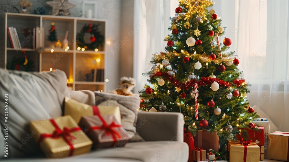 Christmas Tree with Presents and Decorations Christmas Tree with Presents and Decorations
