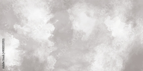 Abstract white and gray isolated cloud cumulus clouds. Gray aquarelle painted realistic fog or mist smoky textured canvas design. White and ash messy wall stucco texture background.