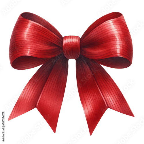 Red bow in a watercolor style isolated on a white background. Colored decorative bows for cards, invitations, scrapbooking, and decor.