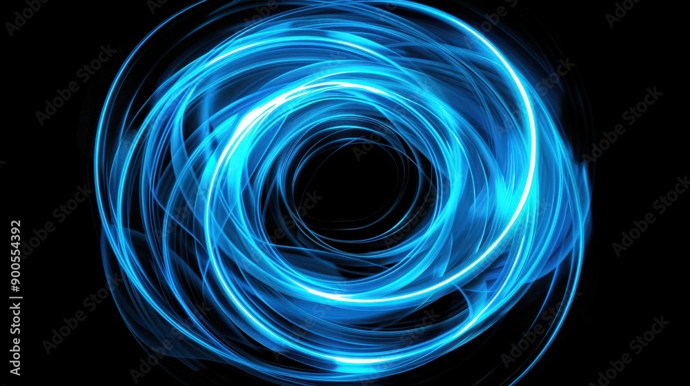 Azure Vortex: A mesmerizing swirl of electric blue energy against a stark black backdrop, evoking the mysteries of the cosmos and the power of the unknown. Azure Vortex: A mesmerizing swirl of electric blue energy against a stark black backdrop, evoking the mysteries of the cosmos and the power of the unknown.