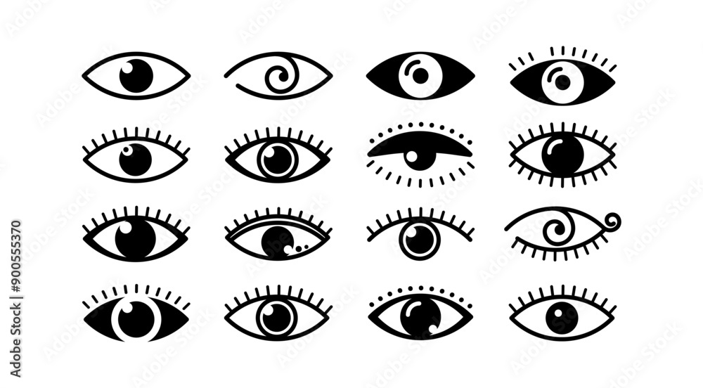 Eye icon set. Simple pictogram pack. Stroke drawing on a white background. Vector. editable Eye icon set. Simple pictogram pack. Stroke drawing on a white background. Vector. editable