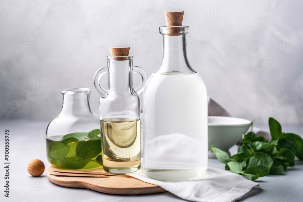 generated illustration three bottles of white vinegar generated illustration three bottles of white vinegar