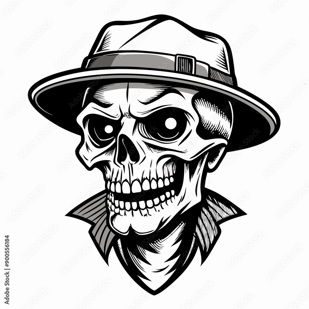 A skull with a hat on its head A skull with a hat on its head