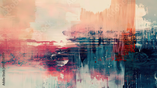 Glitch Watercolor Abstract Background AI Generative