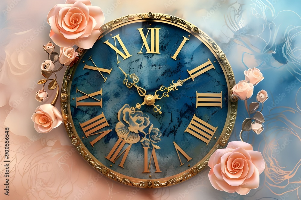 Antique Wind Up Clock Face with Roman Numerals Old vintage round clock ...