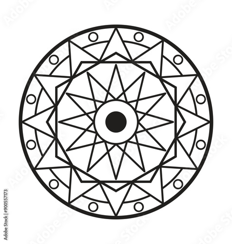 Black and White Mandala - Simple and Easy Mandala Design, Relaxing Mandala Art for Adult Coloring Book - Hand Drawn Mandalas for Kdp
