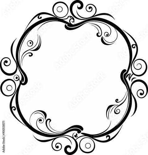 A black and white framed design with a white background