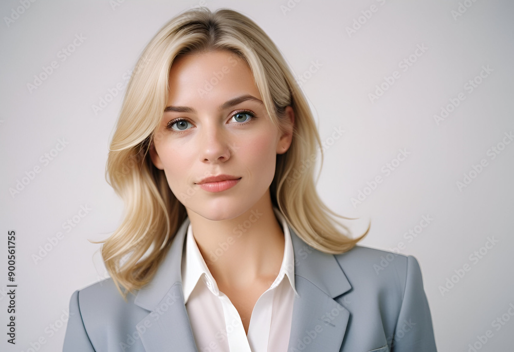 Beautiful blonde businesswoman, white background Beautiful blonde businesswoman, white background