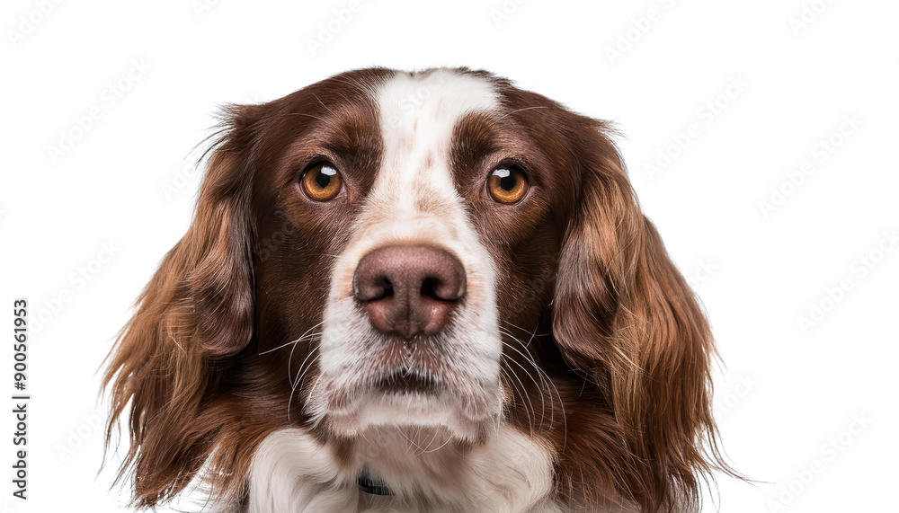 A close-up portrait of a brown and white dog with soulful eyes, showcasing its charming expression against a black background. A close-up portrait of a brown and white dog with soulful eyes, showcasing its charming expression against a black background.