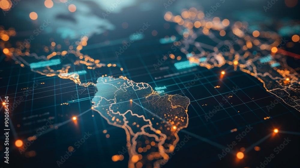 Global Business Digital Circuit Concept Map Earth Global Business Digital Circuit Concept Map Earth