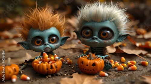 Cute Halloween Monsters with Candy Corn