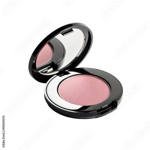 Blush Compact with a Mirror and Rosy Shades Isolated on White and Transparent Background