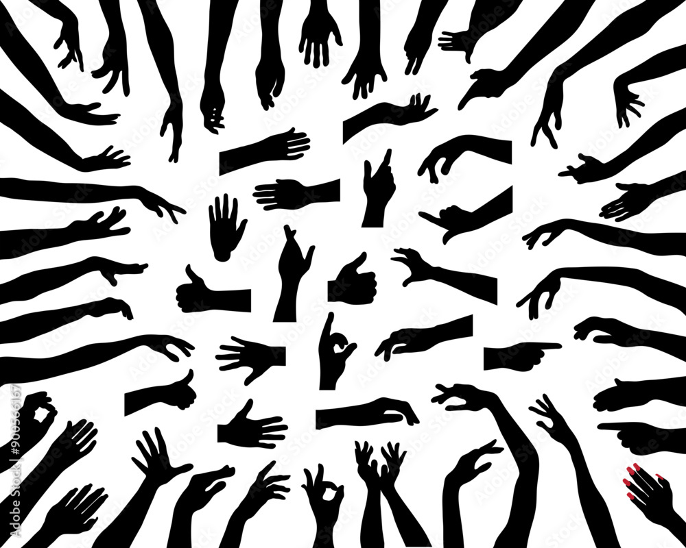 Black silhouettes of hands on white background Black silhouettes of hands on white background