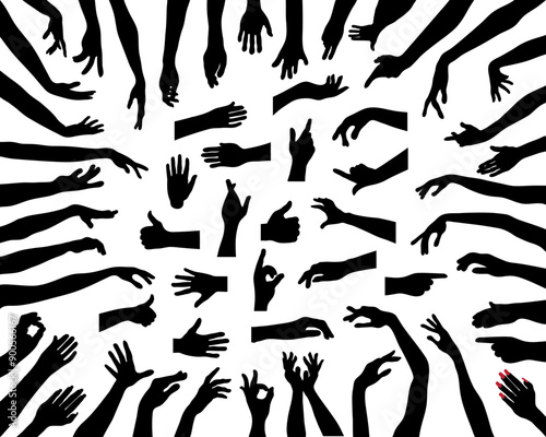 Black silhouettes of hands on white background	
