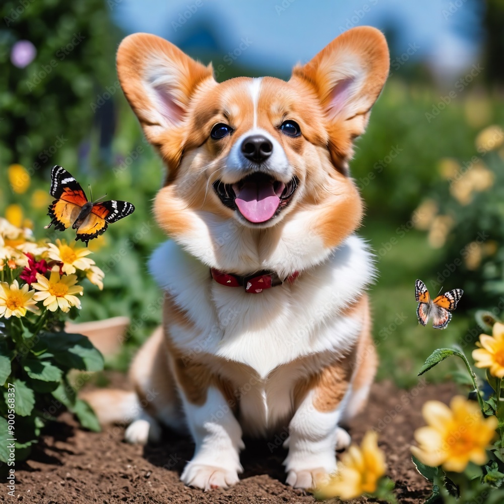 Corgi with flower-03 Corgi with flower-03