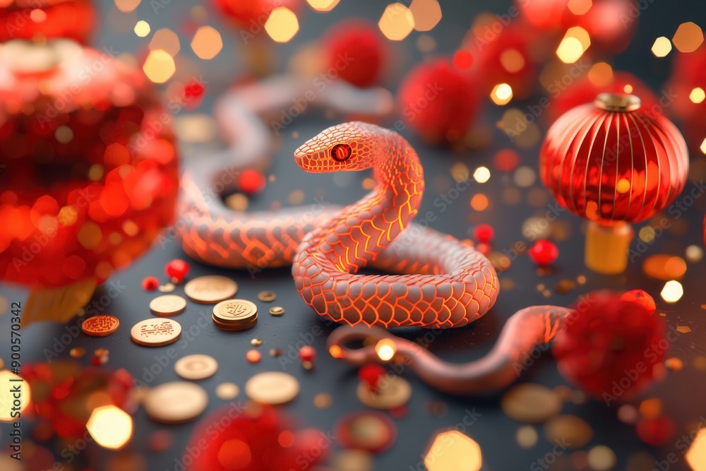 Obraz premium Festive Snake 2025 with Chinese New Year Decorations