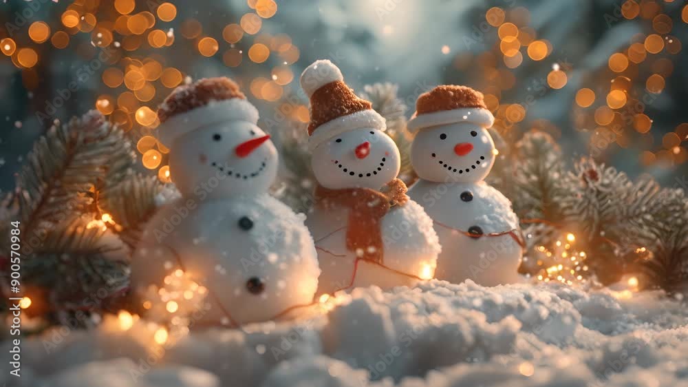 Charming Snowmen Create Enchantment in a Winter Wonderland With Twinkling Lights Charming Snowmen Create Enchantment in a Winter Wonderland With Twinkling Lights