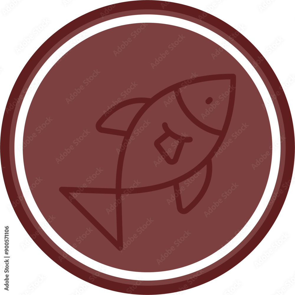 Fish Vector Line Double Circle Maroon Fish Vector Line Double Circle Maroon
