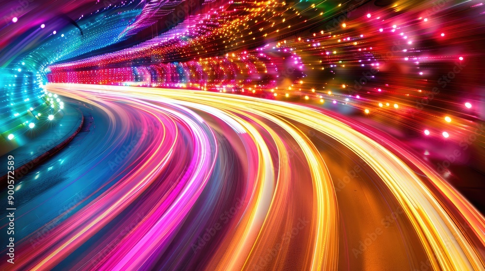 Holographic light trails in a vibrant color palette Holographic light trails in a vibrant color palette