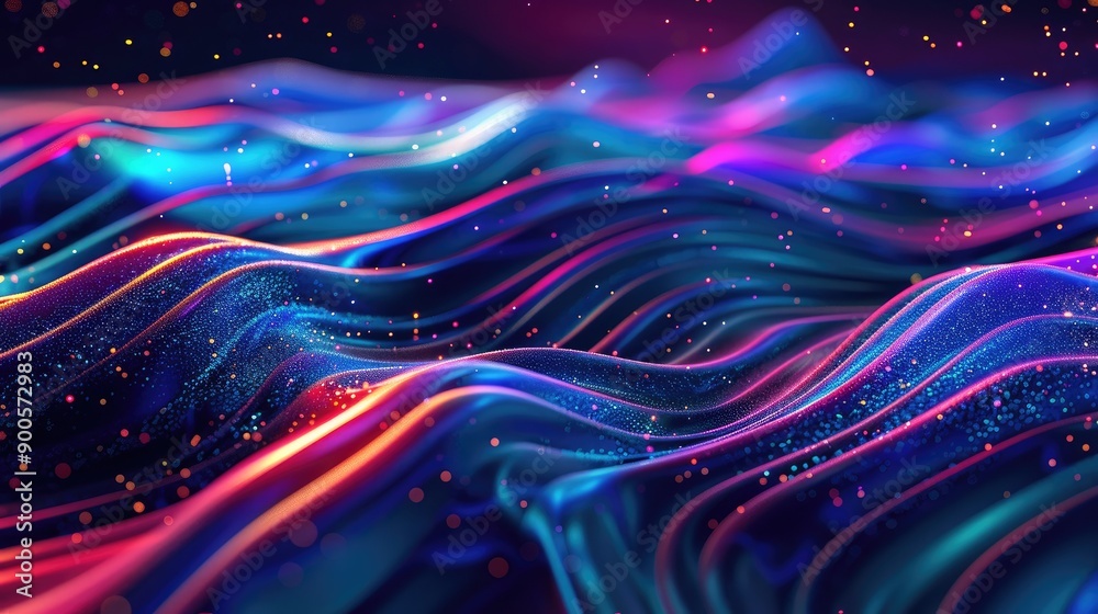Fototapeta premium Holographic light trails in a vibrant color palette