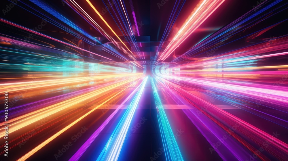 Fototapeta premium Holographic light trails in a vibrant color palette