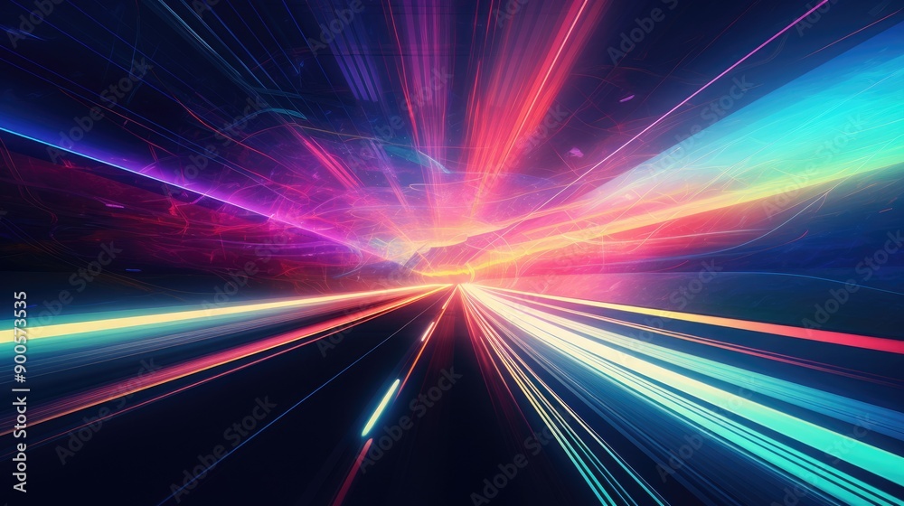 Holographic light trails in a vibrant color palette Holographic light trails in a vibrant color palette