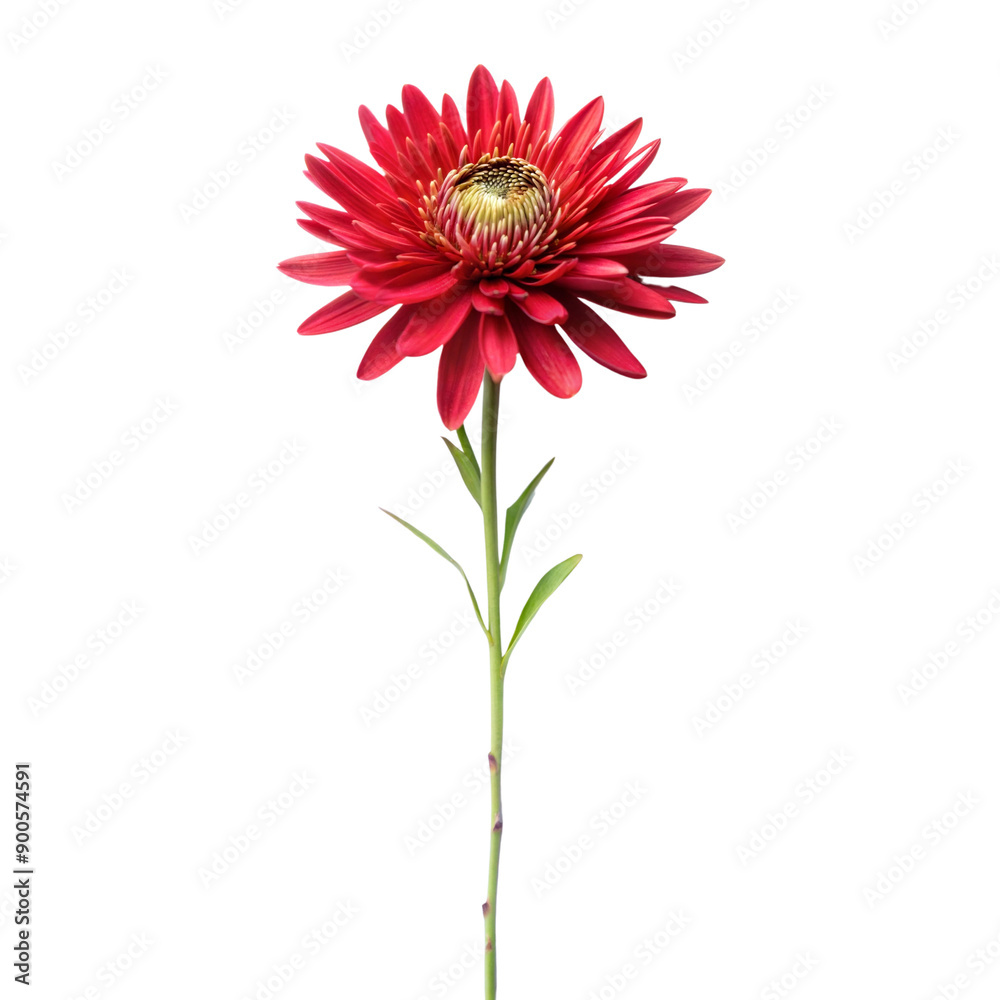 single chrysanthemum long stem isolated on white background single chrysanthemum long stem isolated on white background
