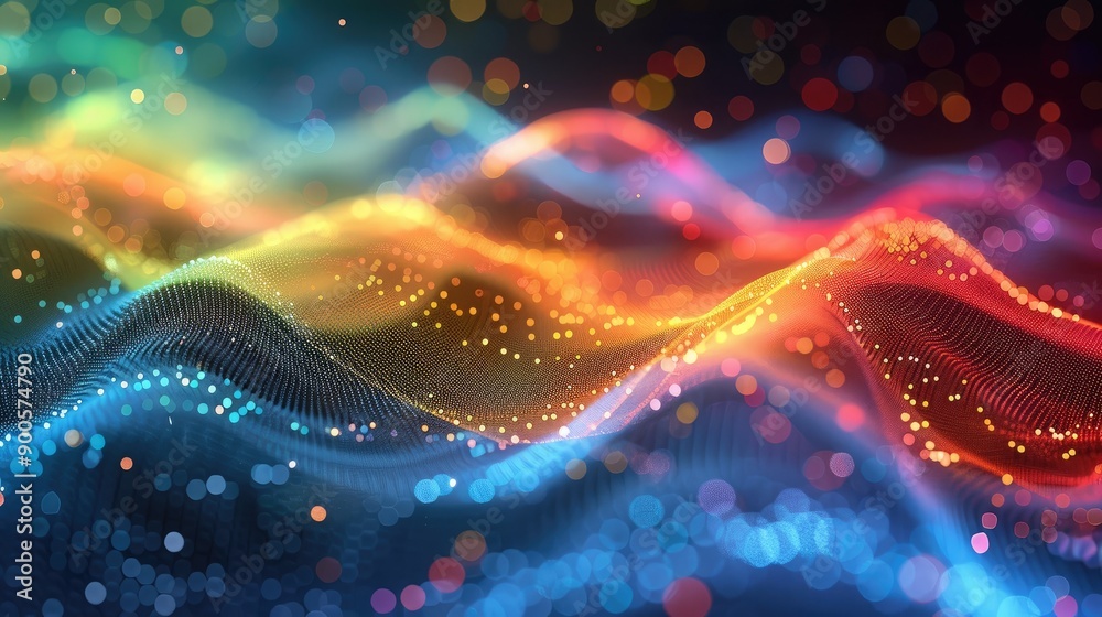 Holographic mesh with shifting light patterns Holographic mesh with shifting light patterns