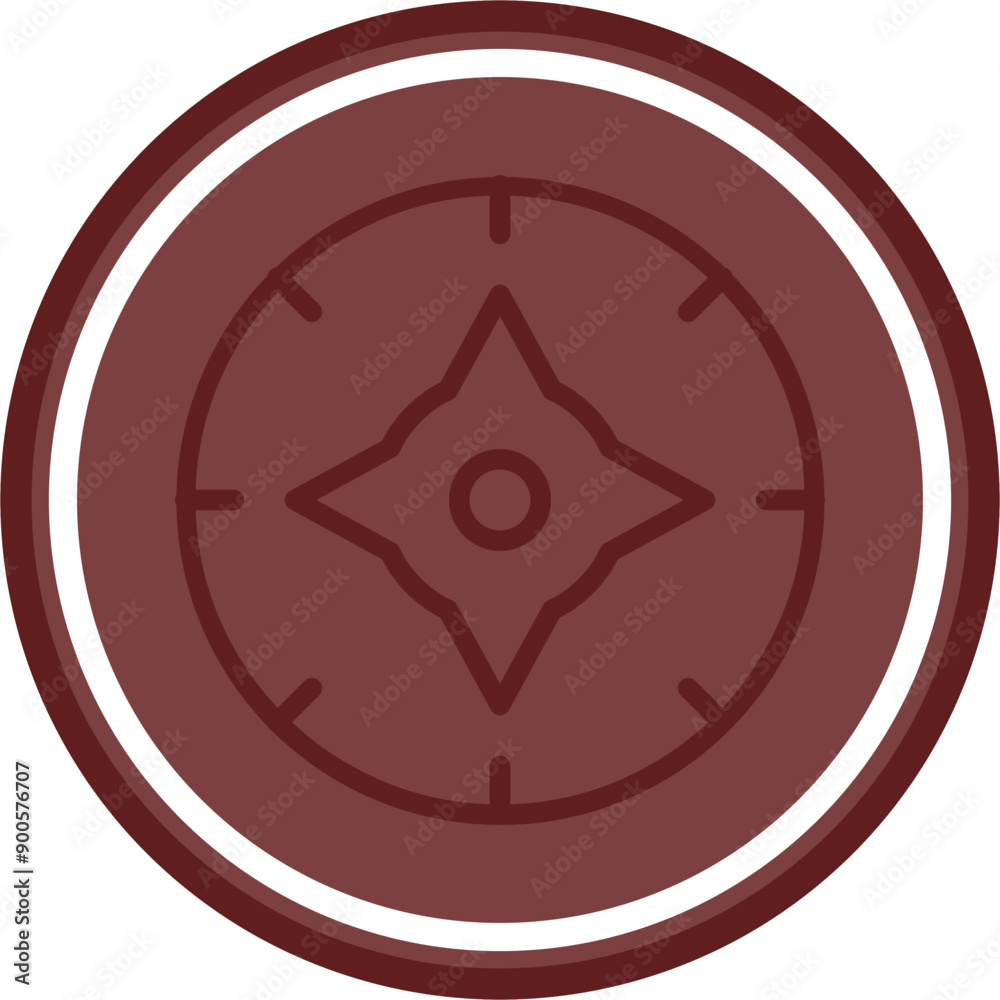 Compass Vector Line Double Circle Maroon Compass Vector Line Double Circle Maroon