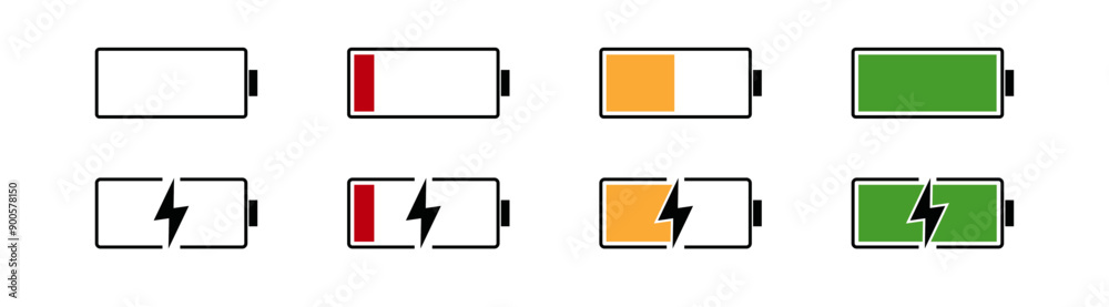 Green Battery Charging Icon - Battery Low to Full Indicator Green Battery Charging Icon - Battery Low to Full Indicator