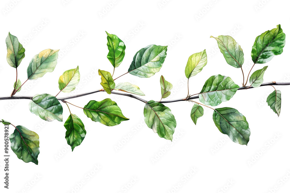 Fototapeta premium There are leaves on a branch with a white background