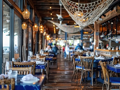 Rustic restaurant with nautical decor