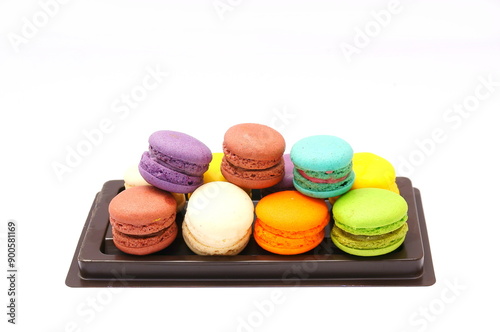 colorful macaron on white background