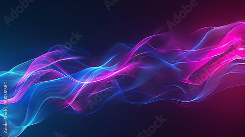 Abstract Neon Light Waves with Fluid Motion
