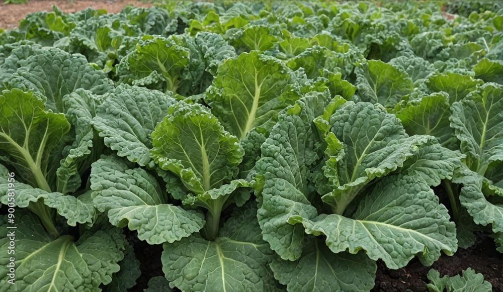 Vibrant Kale Harvest in Lush Farm Field Vibrant Kale Harvest in Lush Farm Field