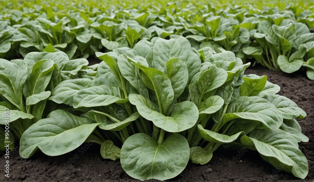 Organic Green Spinach Harvest in Lush Farmland Organic Green Spinach Harvest in Lush Farmland