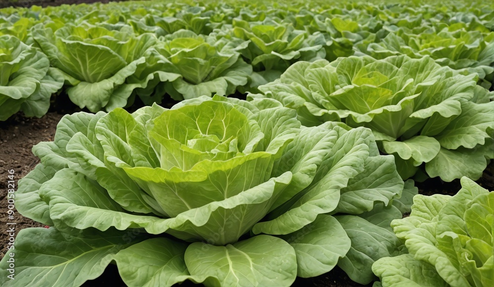 Fresh Green Lettuce in Lush Field Landscape Fresh Green Lettuce in Lush Field Landscape