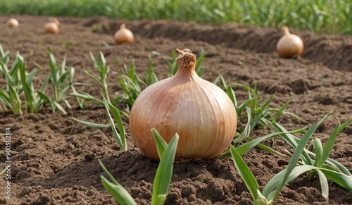 Rustic Harvest Onions on Fresh Field Ground