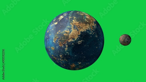dramatic spin of beautiful planet and moon