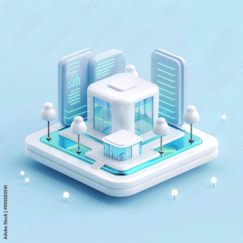 Modern hospital in 3D isometric view, Medical Facility, futuristic healthcare technology Modern hospital in 3D isometric view, Medical Facility, futuristic healthcare technology
