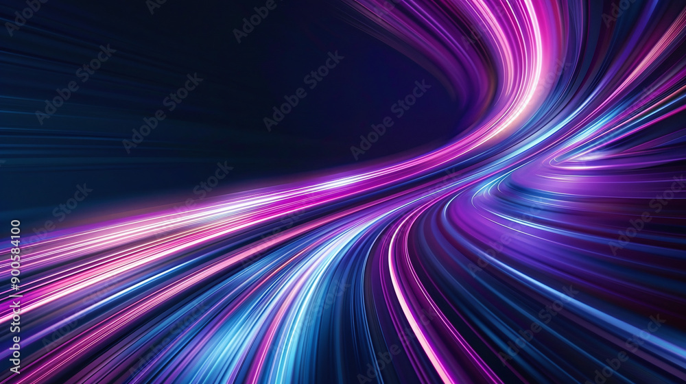 Dynamic Neon Light Trails on Curved Path Dynamic Neon Light Trails on Curved Path