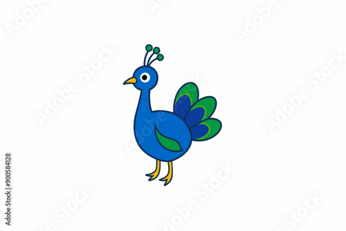 Elegant vector illustration of a vibrant peacock with intricate feather details, perfect for decorative designs, t-shirts, and digital art.