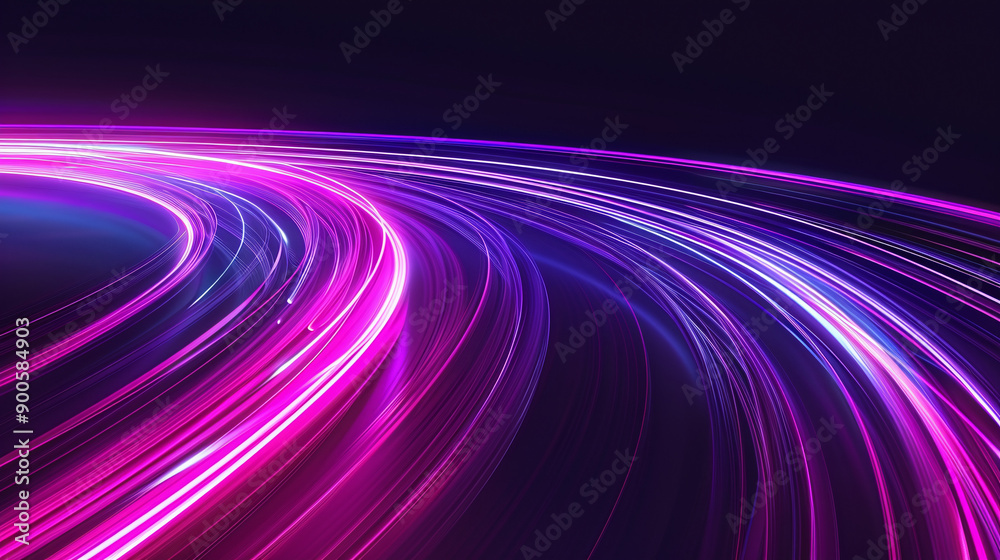 Dynamic Neon Light Trails on Curved Pathway Dynamic Neon Light Trails on Curved Pathway