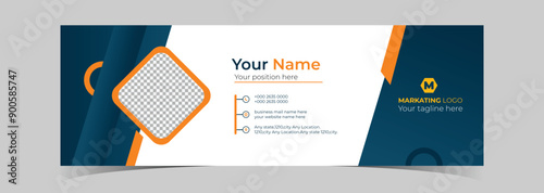 Business email signature or email footer and social cover design vector template,
 photo place for personal corporate company.Web