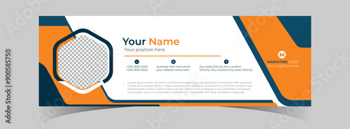 Business email signature or email footer and social cover design vector template,
 photo place for personal corporate company.Web