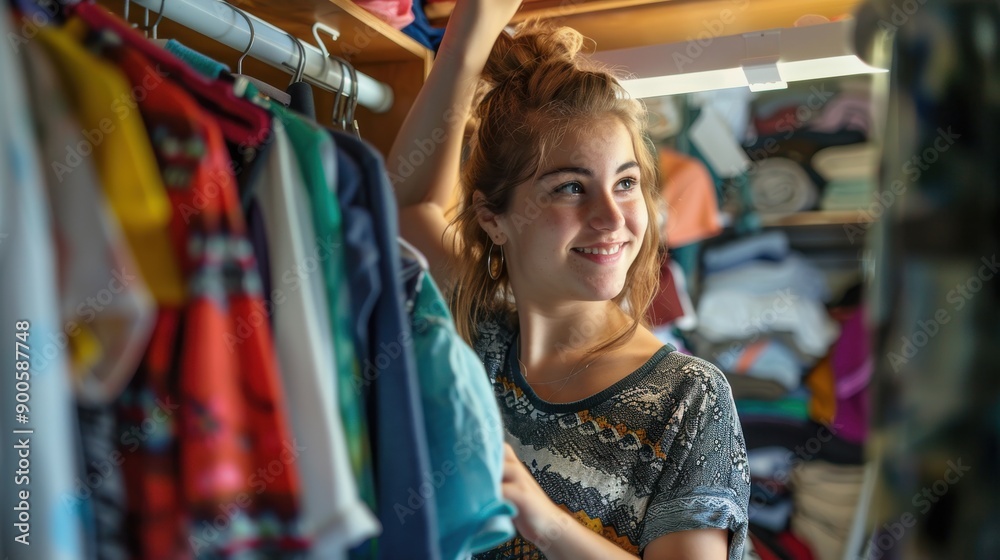 Freshman Setting Up Dorm Closet: Transitioning to College Life through Organization Freshman Setting Up Dorm Closet: Transitioning to College Life through Organization