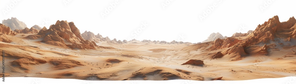 Fototapeta premium Martian landscape white isolated background