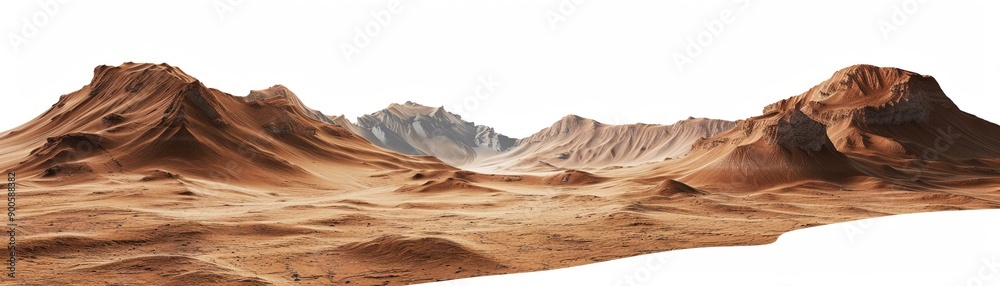 Fototapeta premium Martian landscape white isolated background