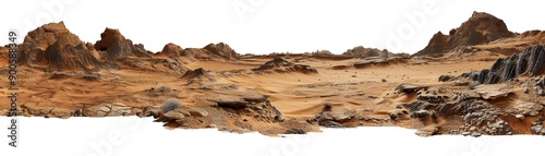 Martian landscape white isolated background
