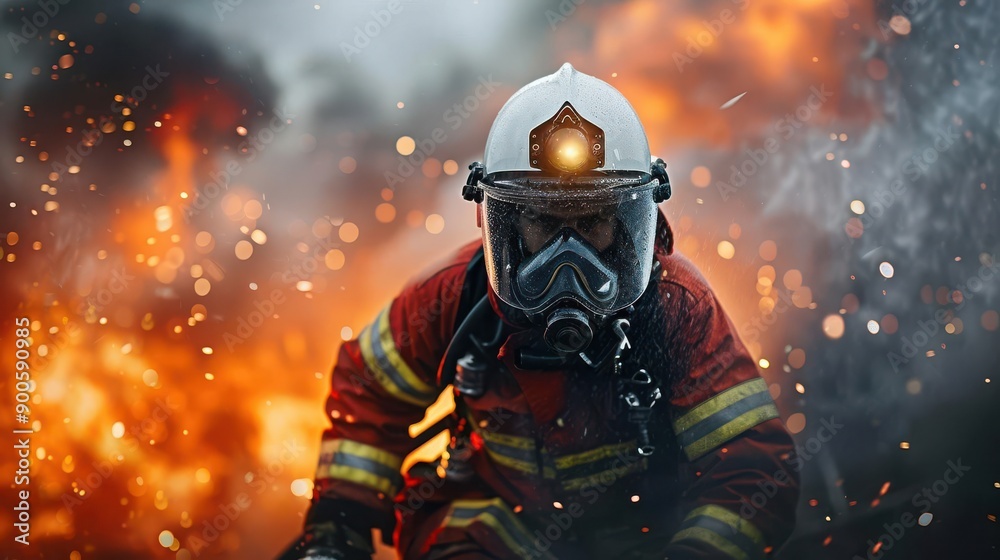 a firefighter bravely rescuing someone from a fire-ravaged building, against a backdrop of billowing smoke and glowing embers a firefighter bravely rescuing someone from a fire-ravaged building, against a backdrop of billowing smoke and glowing embers